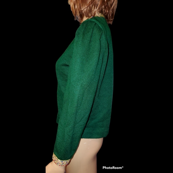 True Vintage NILANI Cardigan Sweater Jewel Buttons Metallic Embroidery Sz M - Picture 9 of 14